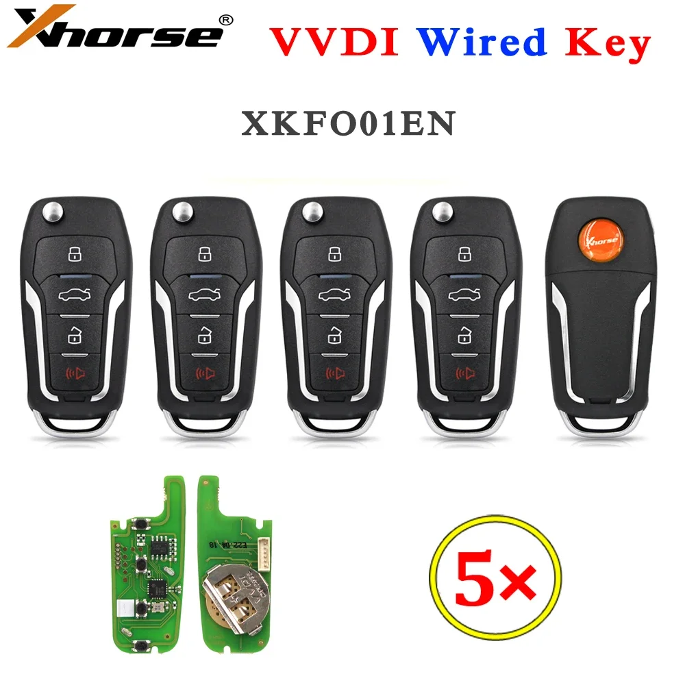 

5Pcs/Lot Xhorse VVDI Wire Remote XKFO01EN XK Series Universal Car Key 4 Buttons for VVDI2 / VVDI Mini / Key Tool Max for Ford