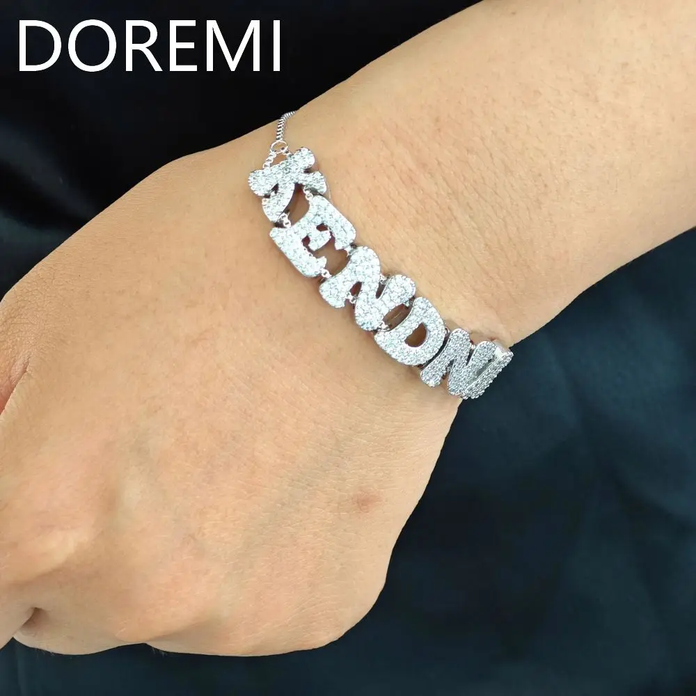 

DOREMI Copper Cubic Zircon Bracelet for Women Mother Day Jewelry Gift Gold Plating Slide Letters Women Jewelry Bangle Chain