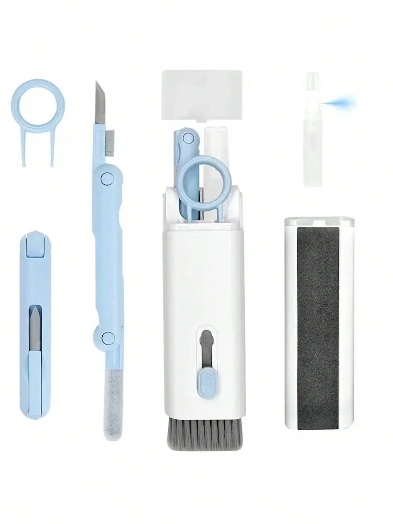 7'si 1 arada Mekanik Klavye Temizleme Seti Bilgisayar Toz Giderme Aracı Yumuşak Fırça ile Klavyeler için Çok Fonksiyonlu Toz Temizleyici