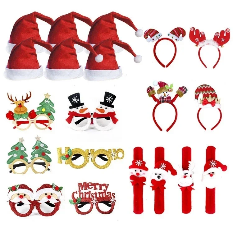 Christmas Glasses Decoration Universal Christmas Hat 6/12/18 Pcs Glasses Glitter Party Frames
