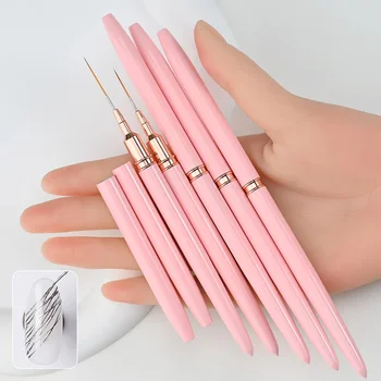 Set di penne per nail art Set di pennelli Linee allungate Disegno a strisce Pittura su gel UV Penna per design per unghie Strumento per manicure professionale