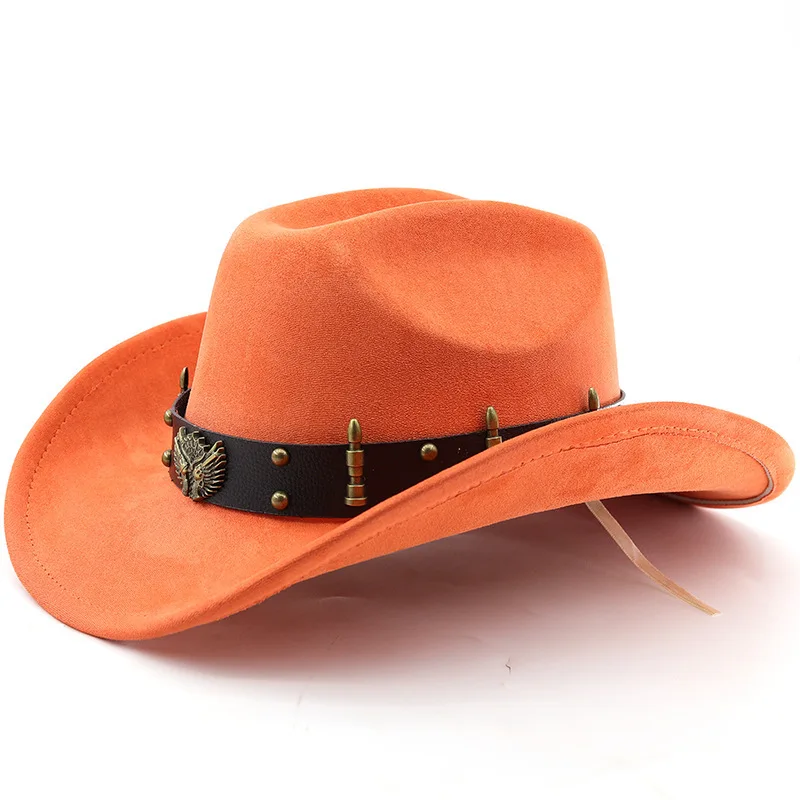 Adler Wildleder Western Cowboy Woolen Jazz Top Männer Frauen Ethnischen Stil Herbst Und Winter Filz Große Traufe Hut – Detail 8