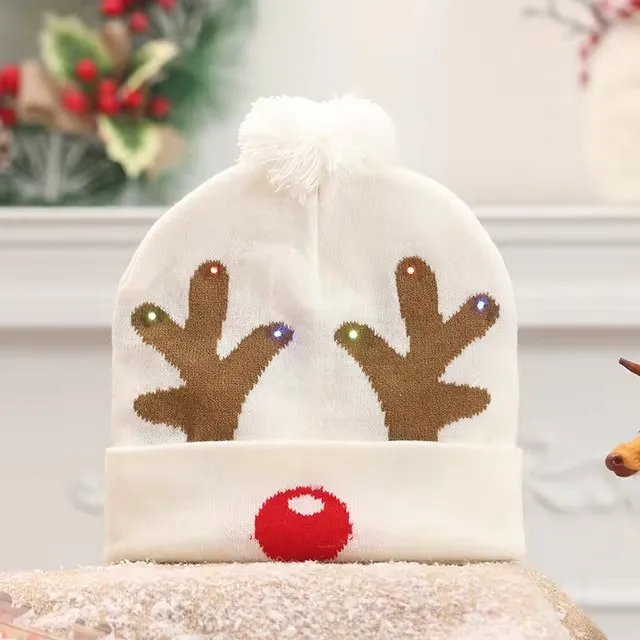 Festive Flashing LED Light-Up Christmas Hat - Snowman Winter Warm Knit Cap