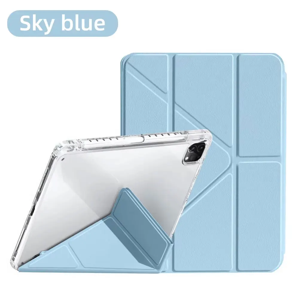 Sleek Tri-Fold Stand Clear Acrylic iPad Air Case with Pen Slot