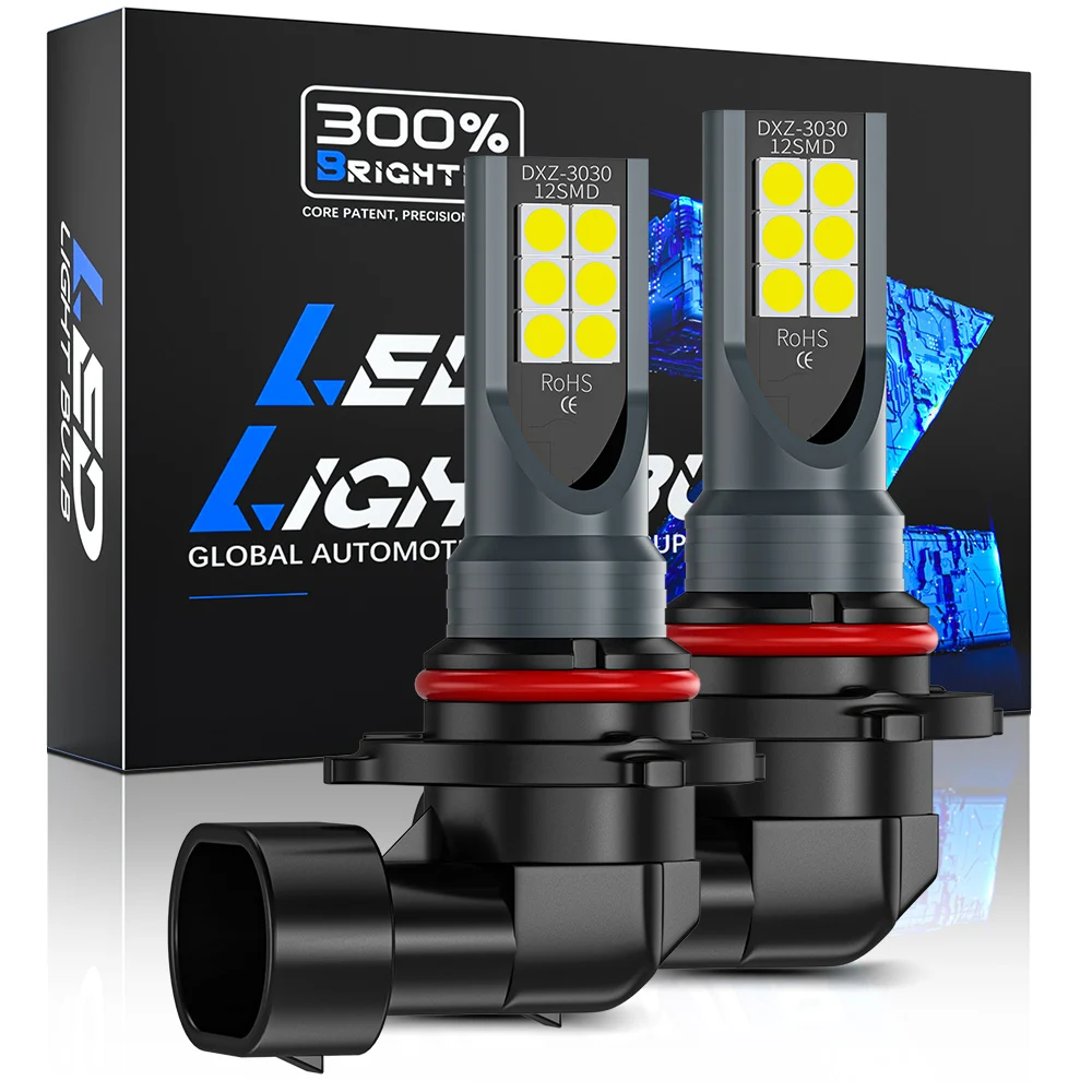 LED Light 2pcs H8 H9 H11 9005 9006 H4 H7 Car CSP LED Fog Headlight Bulbs 6000K White Auto Fog Lamp Day Running Light