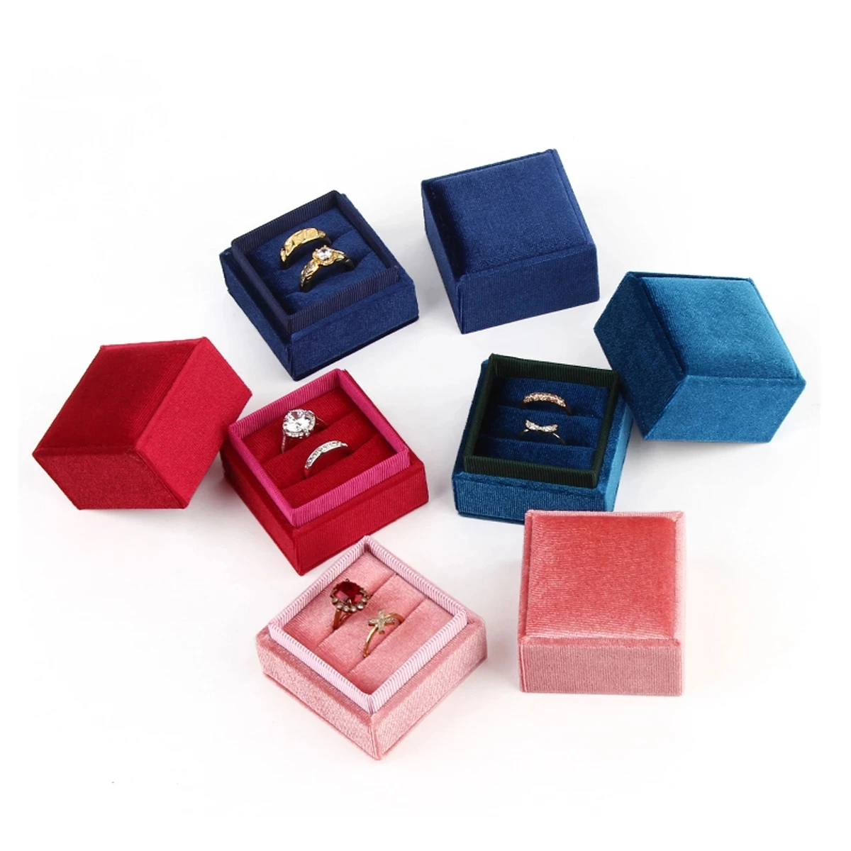 Delicate Handmade Vintage Velvet Pendant Necklace Ring Gift Box Jewelry Display Packaging Case with Good Quality