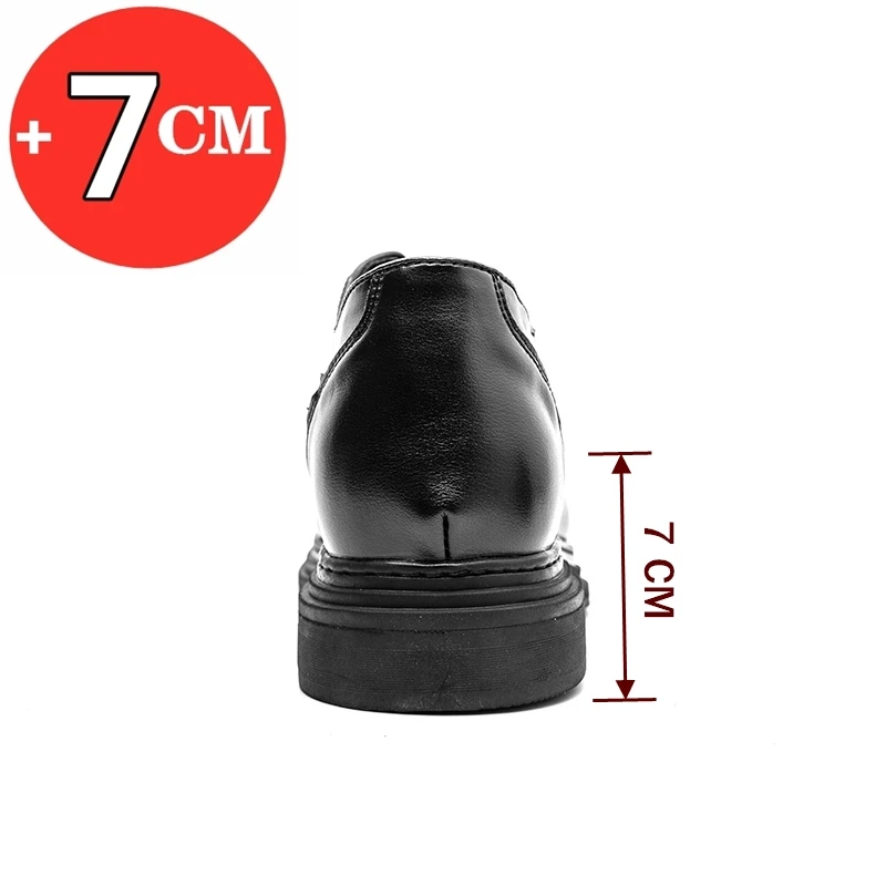 7cm elevator men dress heightening leather formal shoes brogue business wedding oxfords suit
