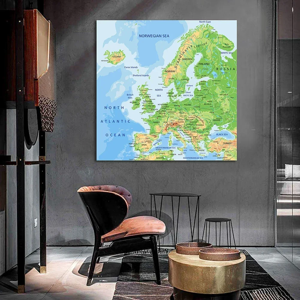 Europe terrain map 150*150cm Non-woven Canvas Painting Wall Poster