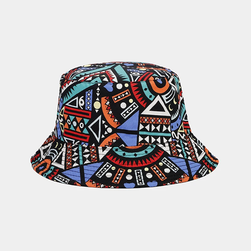 

Fisherman Hat Vintage Print Panama Bucket Hat Women Men Reversible Bob Chapeau Femme Retro Hip Hop Cap Gorros