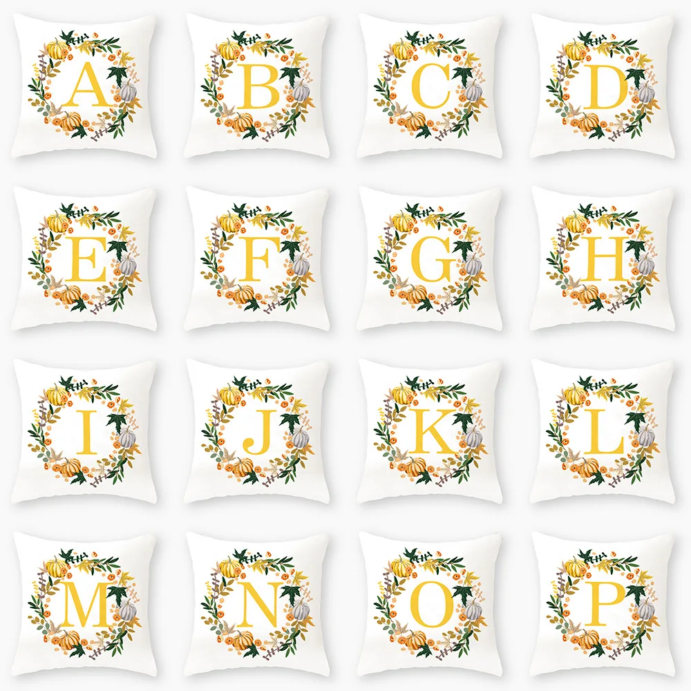 

Nordic Flower Alphabet Cute Pillow Case Yellow 26 Letters White Pillowcase Garden Sofa Wedding Decor 45Z45 50X50 Pillow Case