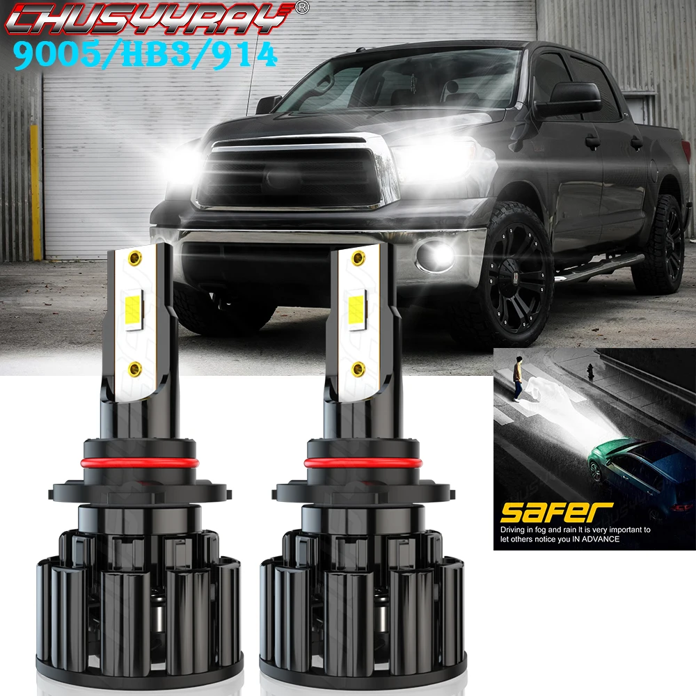 

CHUSYYRAY Compatible For Toyota Tundra 2007-2013 -2X 9005 HB3 Front LED Headlight Bulbs High/Low Beam Car accsesories luzes