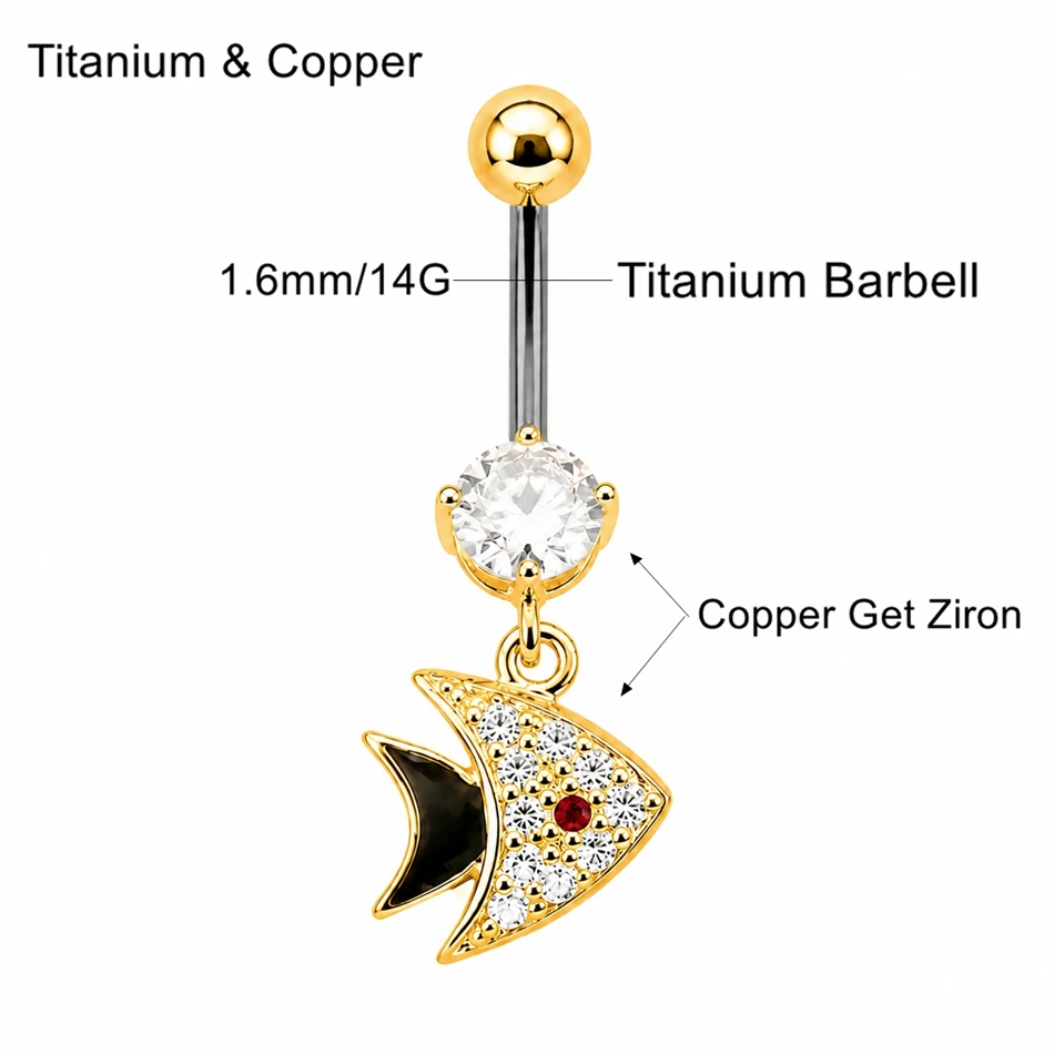 Neo-Gothic Red Zircon Eye Belly Ring with G23 Titanium Barbell - Bold Beach Jewelry