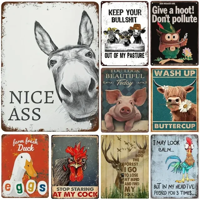 Nice Ass Metal Iron Signs Warning Wall Decoration Plaque Vintage Art Poster Iron Painting for Man Cave Home Cafe Garden Club Bar