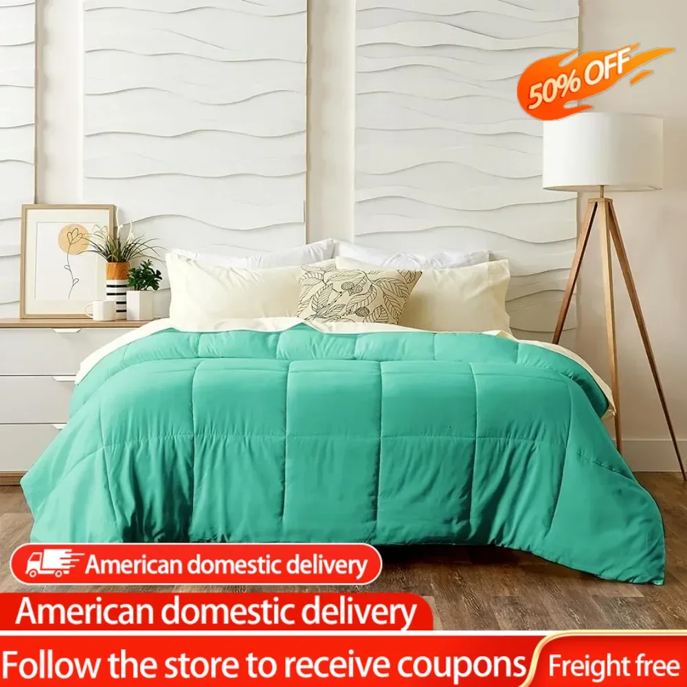 

Luxury Bamboo Down Alternative Comforter Bedroom Essentials All Season Use - Stays Fresher for Longer (Full/Queen, Turquoise)