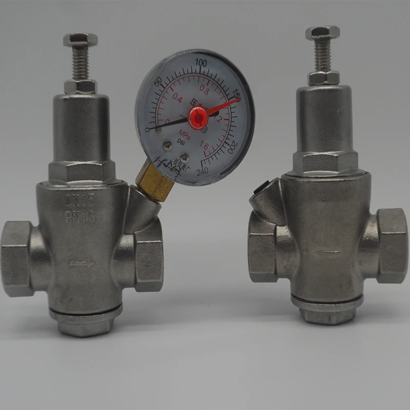 圧力計付き304ステンレス鋼水圧低減バルブ,DN15-DN50水圧レギュレーター/低減/リリーフバルブ AliExpress