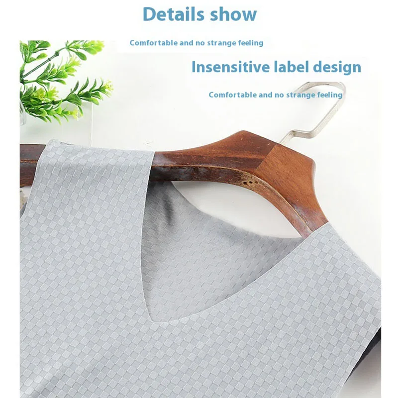 Large Size Ice Silk Vest Men Mesh Square Cut V-Neck Breathable Elastic Thin Section Sleeveless 5xl