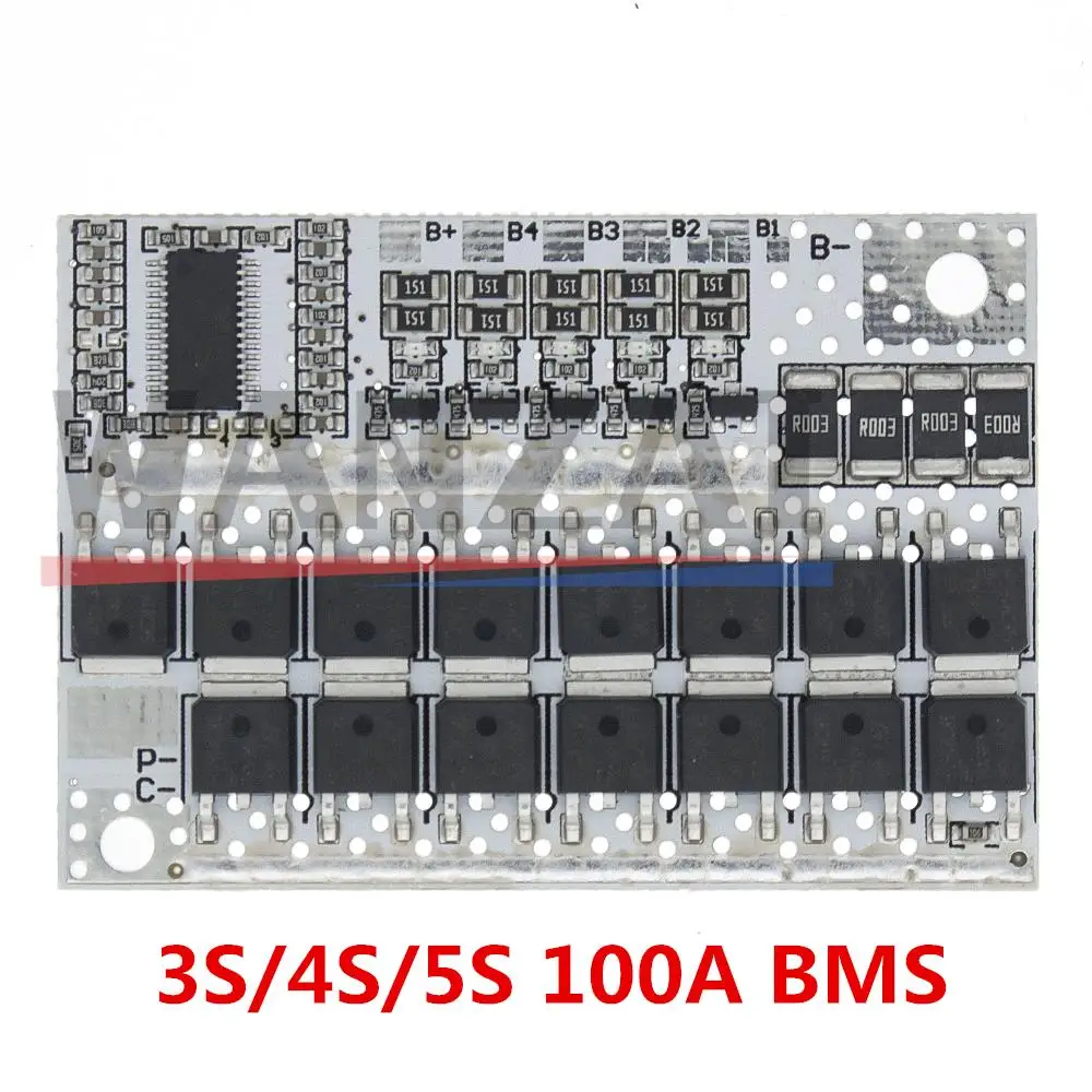3S/4S/5S Bms 12V 16.8V 21V 3.7V 18V 100a Li-Ion Lmo Circuito di protezione della batteria al litio ternario Li-polimero Equilibrio di ricarica