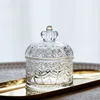 Creative Clear Glass Storage Jar Crown Embossed Glass Crystal Tea Jar Candy Storage Box with Lid Cotton Swab Box Home Decoration 4