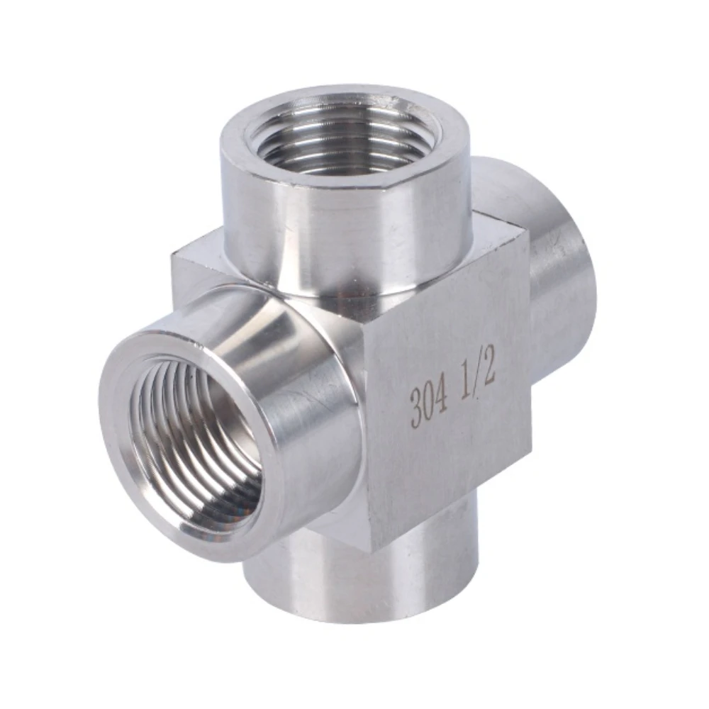 

1/8" 1/4" 3/8" 1/2" BSP 1/4" NPT M20 Female Cross 4 Way Splitter Block 304 Stainless Steel Pipe Fitting Connector Water Gas Fuel