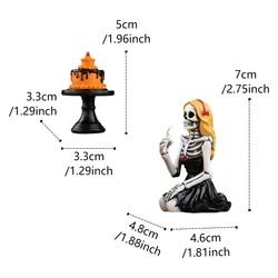 Gothic Skull Girl Statue Halloween Decor Figurine for Home and Party Display (A)
