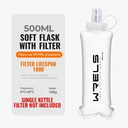 WRELS Collapsible Soft Squeeze Dual - Filtered Water Bottle (White bottle)