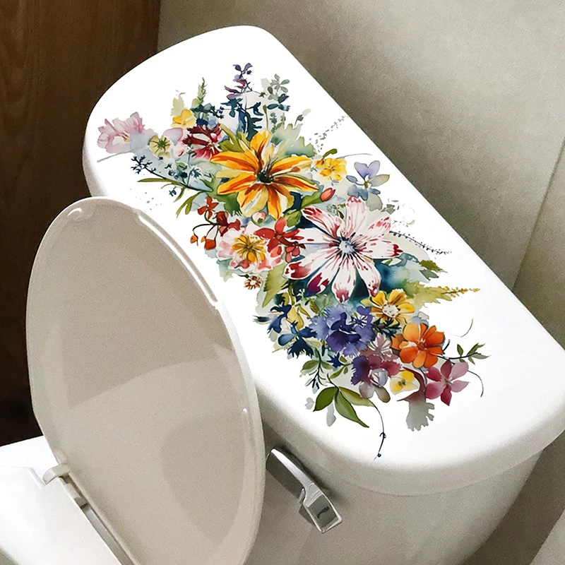 Toilet Stickers Flower Self-adhesive Painting Waterproof Bathroom Walls