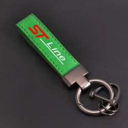 Suede Leather Keychain with Logo - Premium Car Accessory (Green)