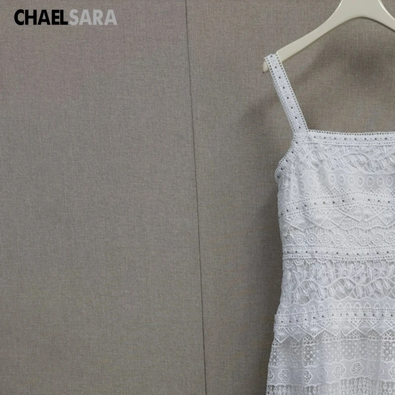

2024 High Quality Spring Summer Women Fashion Slim Lace Crochet Sling Dress Female Solid Casual Sleeveless Pullover Dresses