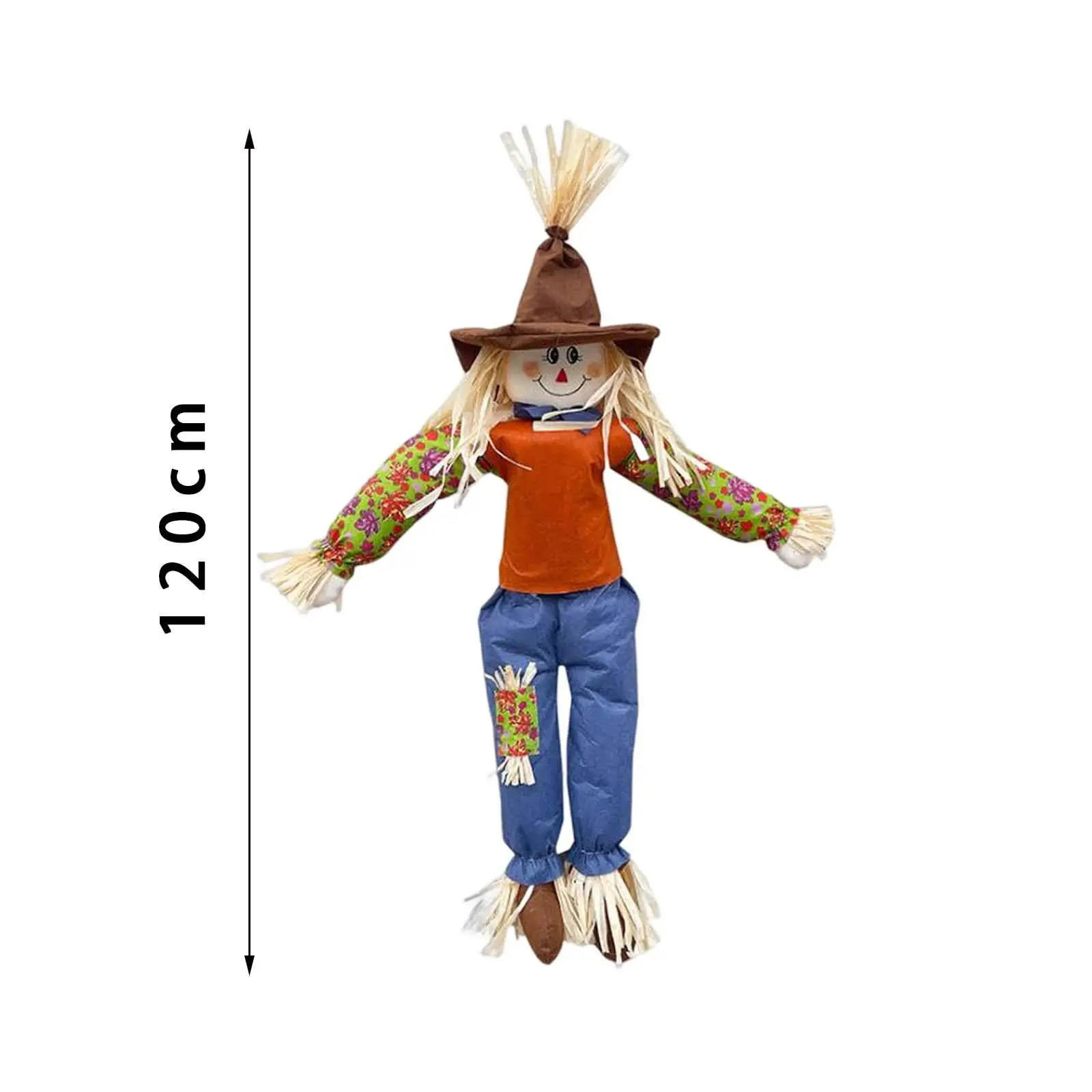 47.24inch Fall Scarecrow Decor Standing Scarecrow for Porch Outside Patio Halloween Halloween Treats