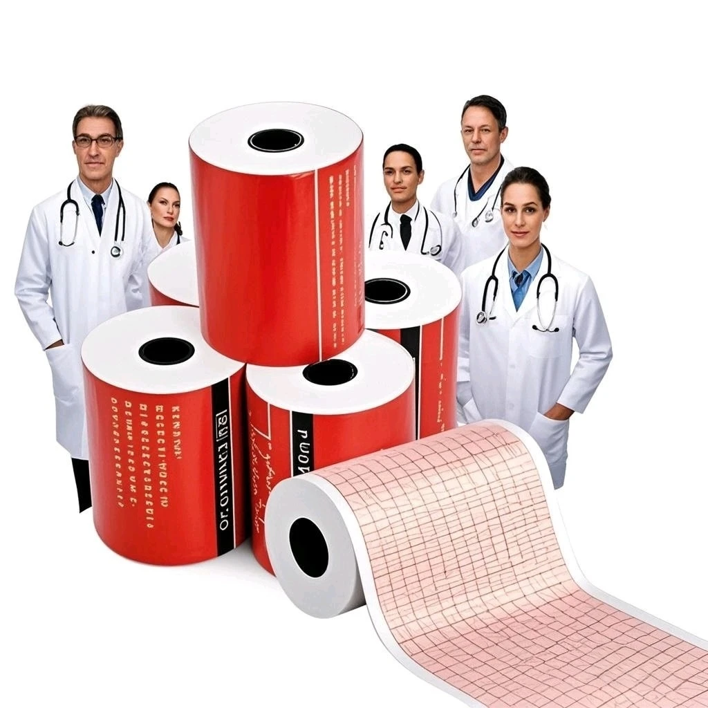 Makeasy 80mm Medical Electrocardiogram Recording Paper 3 Leads 60g Pulp Paper 20meters(10Rolls)