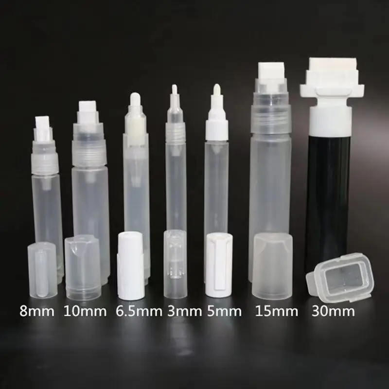 Creative Plastic Empty Pen Rod 5mm 6.5mm 8mm 10mm 30mm Barrels Tube for Graffiti Pens Liquid Chalk Markers Paint Pen Accessories