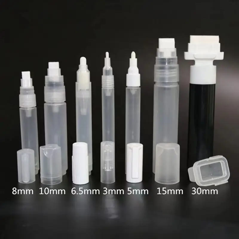 크리에이티브 플라스틱 빈 펜 막대 5mm 6.5mm 8mm 10mm 30mm 배럴 튜브, 그래피티 펜 액체 분필 마커 페인트 펜 액세서리