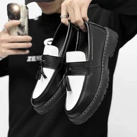 Men's Loafers Thick Bottom Heightening Business Casual British Style Leather Shoes Spring Autumn Season Pure Color Adult Footwea