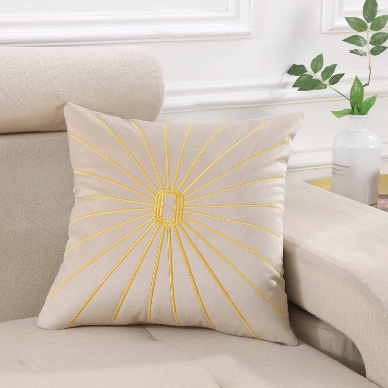 Modern Light Luxury Cushion Cover 45x45cm Embroidered Geometric Luxury Velvet Cushion Cover Sofa