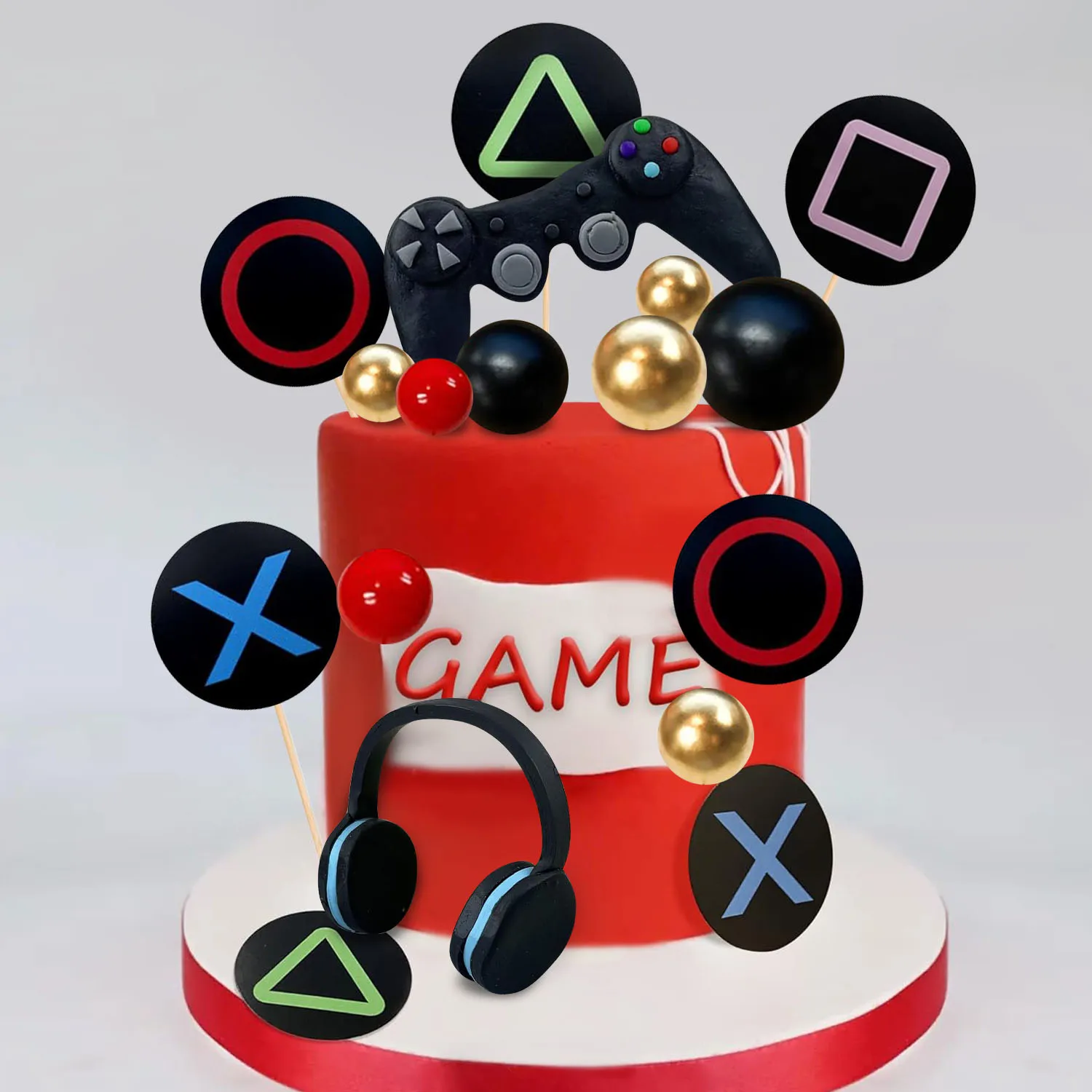 Gidobo Topper per torta per 13° compleanno, decorazioni per torte nere glitterate con controller a tema, videogioco di tredici anni, forniture per feste di compleanno per ragazzi