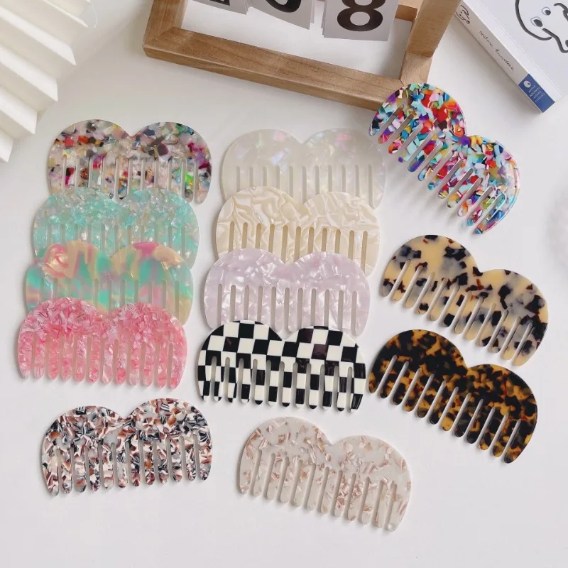 

Anti-static Wide Tooth Comb Women Marble Fashion Portable Acetate Plate Salon Styling Traveling Hair Brush