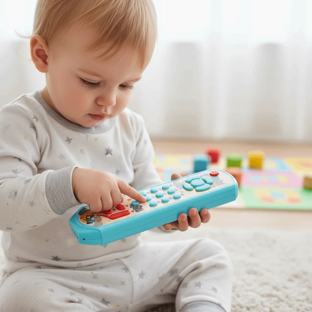 Sound and Light Baby Musical Toys Plastic Sensory Development Simulation Remote Interactive Three Languages Baby Learning
