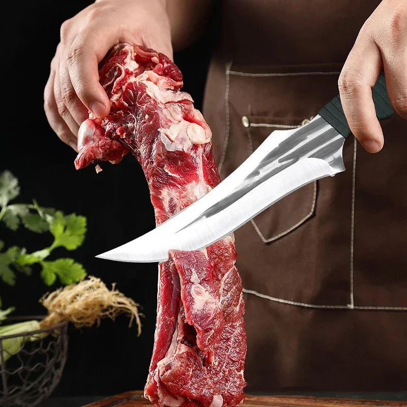 2pcs Kitchen Boning Knife Set Stainless Steel Meat Cleaver Fruit Slicing Knife Handmade Forged Utility Knife Kitchen Supplies