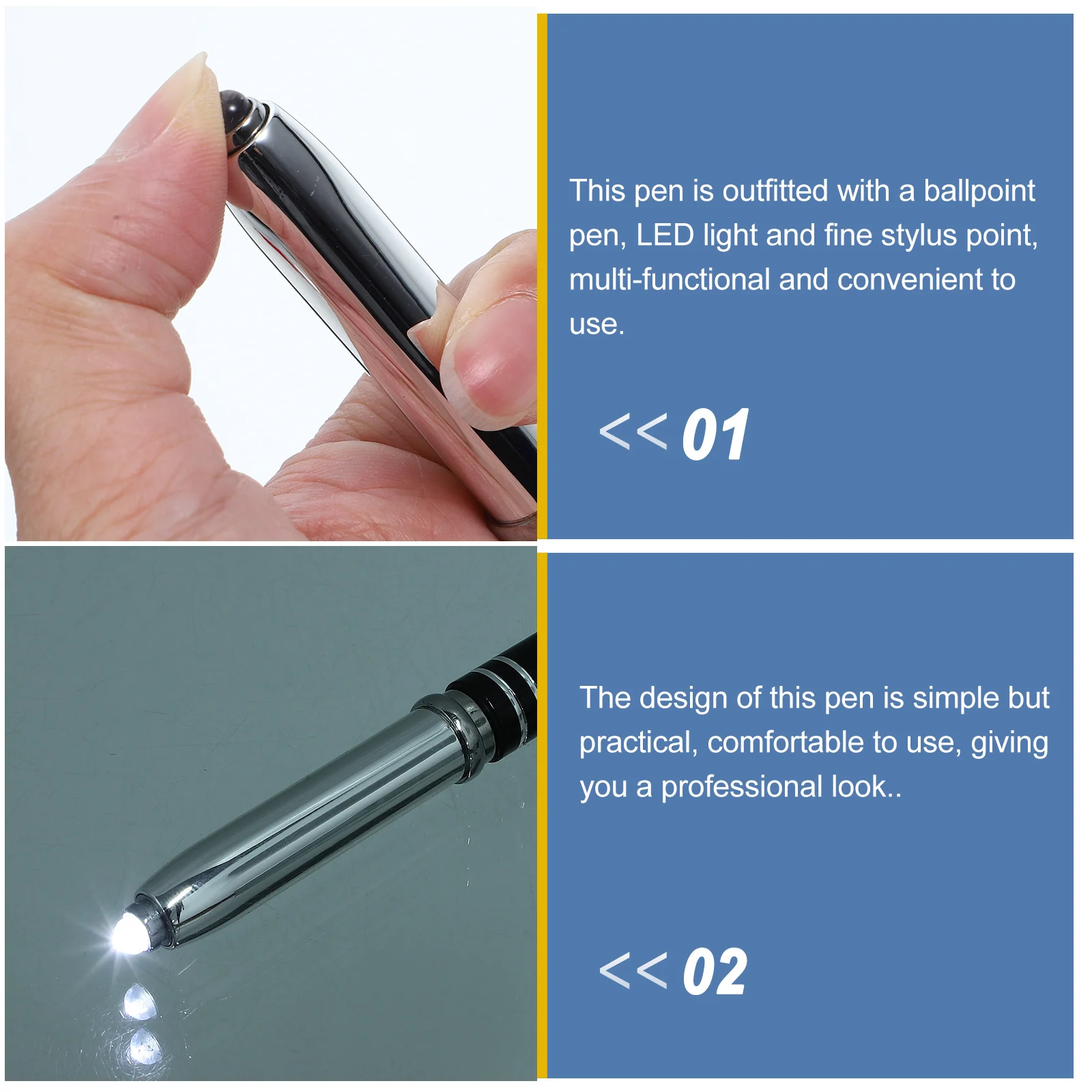 Multi Function Led Light Ballpoint Pen Stylus Pen High Brightness Touch Screen Capacitive Stylus Smooth Writing Pen
