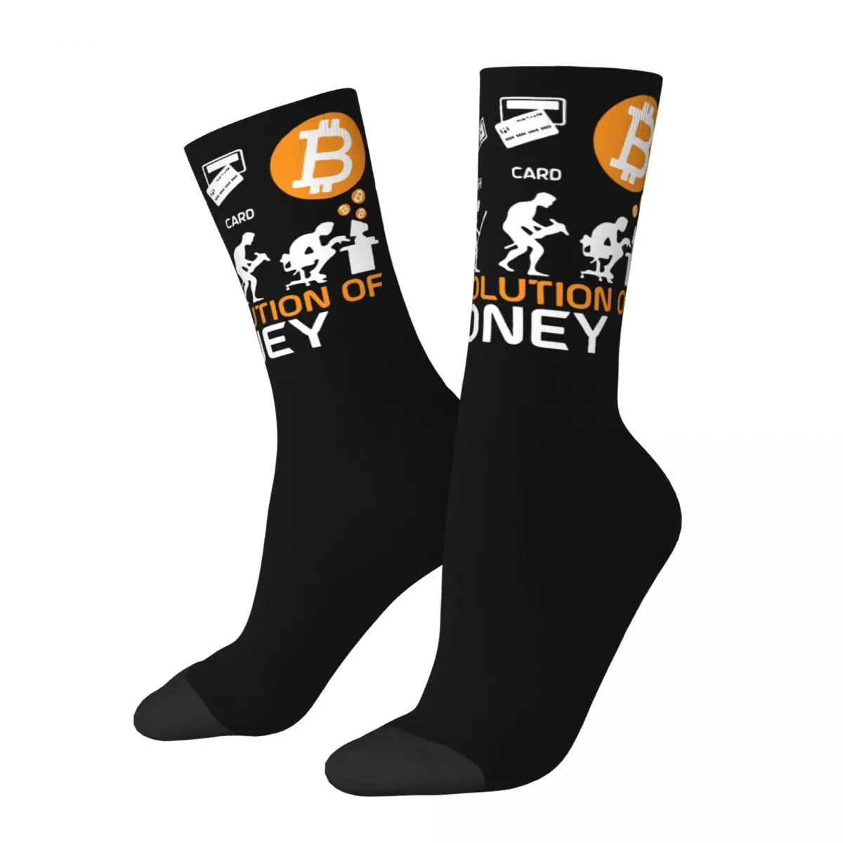 Autunno Inverno Cool Uomo Donna The Evolution Of Money Divertenti Calzini Bitcoin Crypto Coin Criptovaluta Calzini Da Basket Antiscivolo