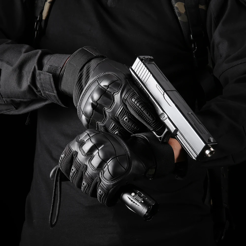 Tactical Gloves Touch Screen PU Leather Outdoor Cycling Sport Hiking Camping Hunting Shooting Bicycle Motorcycle Protective Gear