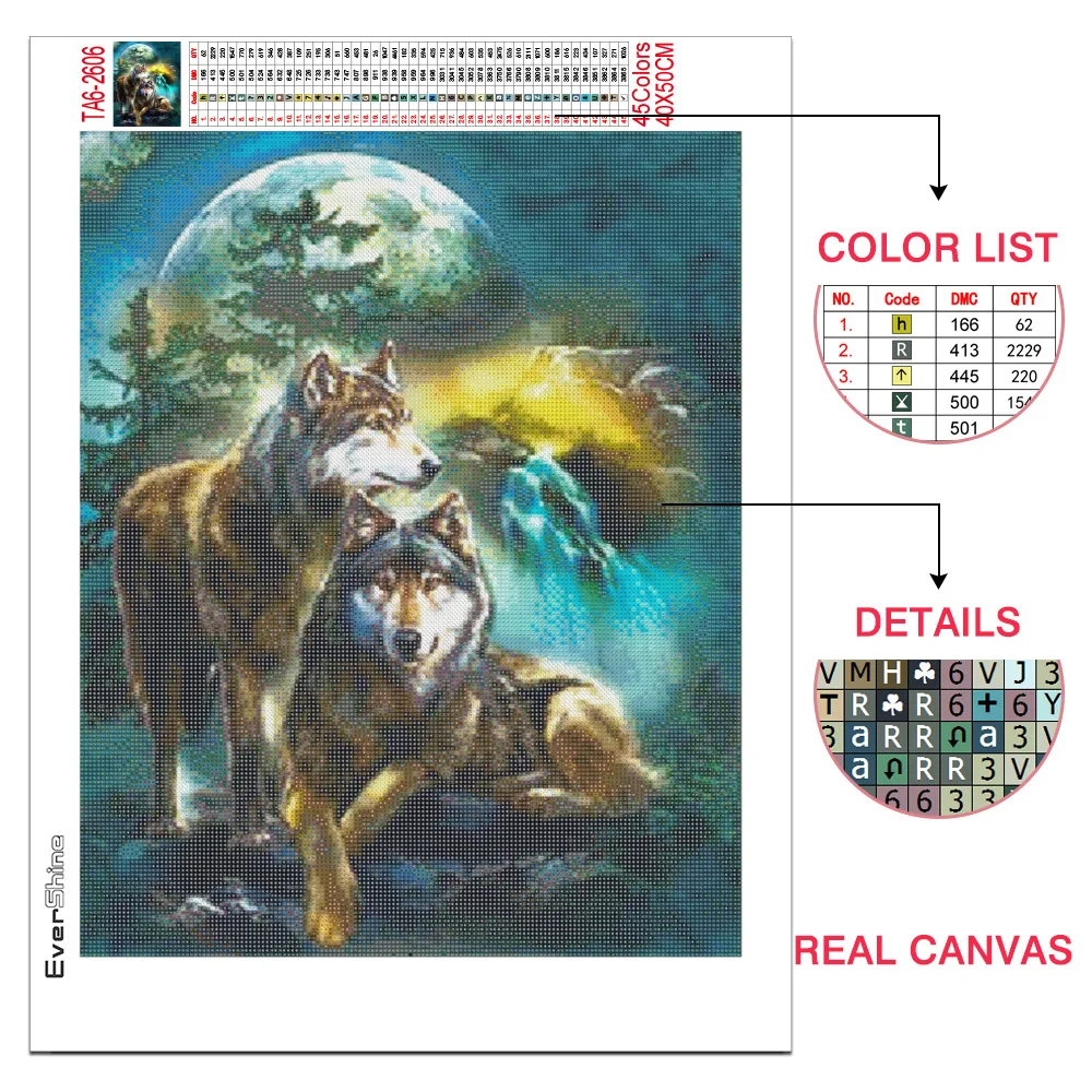EverShine Diamond Painting Wolf Animal Diamond Mosaic Picture Rhinestones 5D DIY Beaded Embroidery Full Square Art Home Decor diamond painting