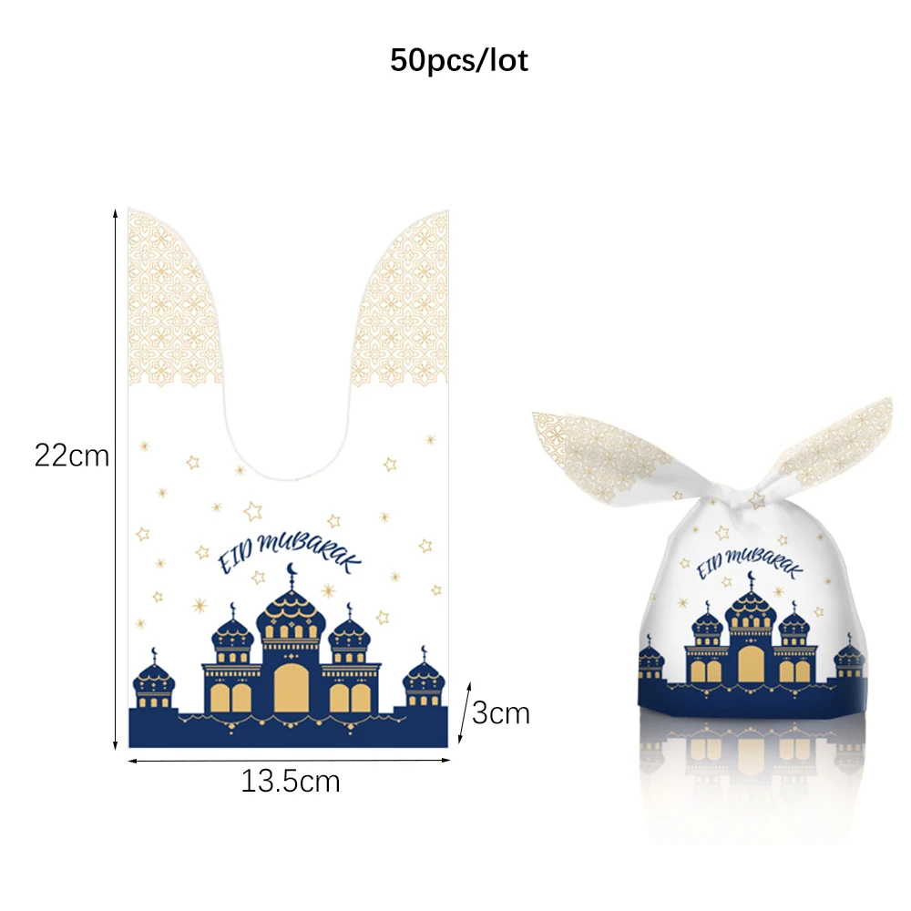 50 Stück Ramadan Geschenktüten Eid Mubarak Süßigkeiten Keksbeutel Beutel Ramadan Dekoration 2025 Kunststoff Eid Geschenkverpackung Zubehör – Detail 4