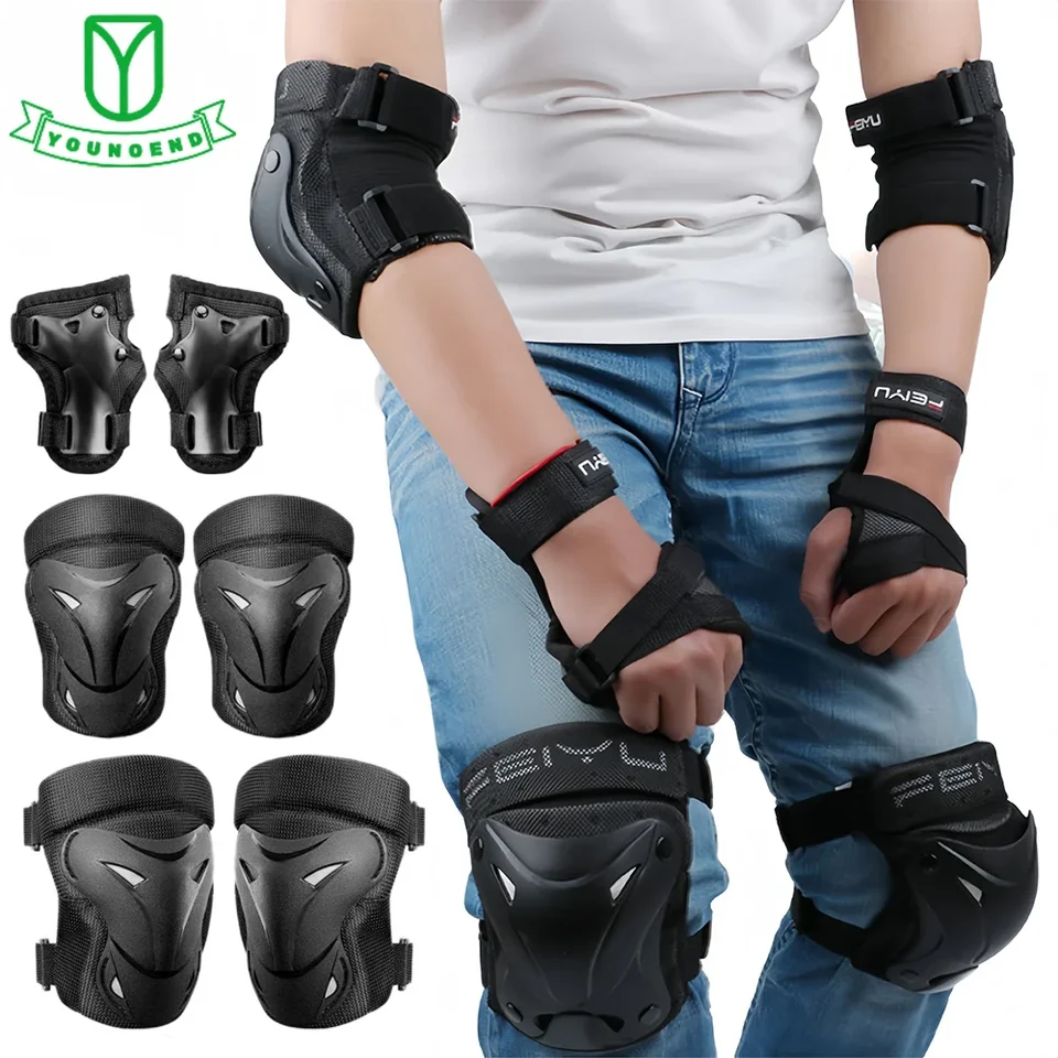 Set Protezioni Skateboard Gonex - 6 Pezzi Con Ginocchiere, Gomitiere E Polsiere Regolabili Per Bambini E Adulti