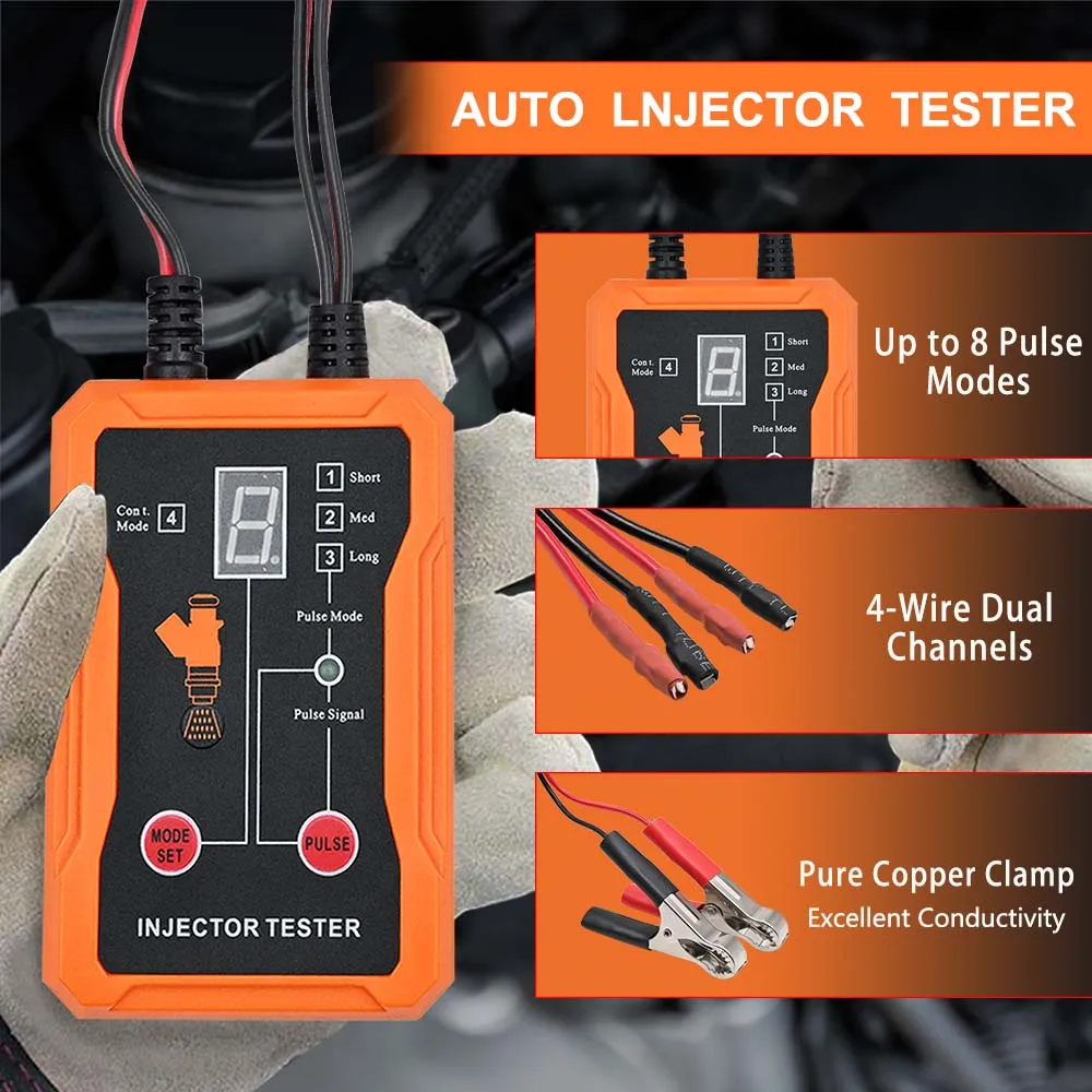 Upgraded Fuel Injector Tester DIY Cleaning Tool Test Two Injectors Simultaneously 8 Pulse Power Drive Mode Fuel Injector Test