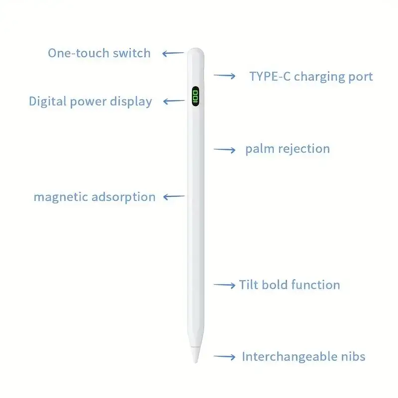 Lápis Ativo com Display de Energia Digital Caneta Stylus para Ipad 9ª e 10ª Geração Apple Ipad Pro11 12.9 Ipad Air 5 - Imagem 5