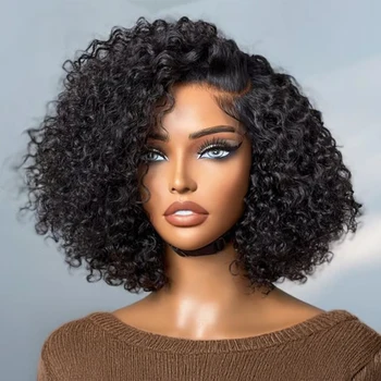 Short Water Curly Bob Wig Human Hair 100% 7x5 13x4 Ready To Wear And Go Glueless Wigs 13x6 HD Deep Wave Frontal Wigs For Women 1