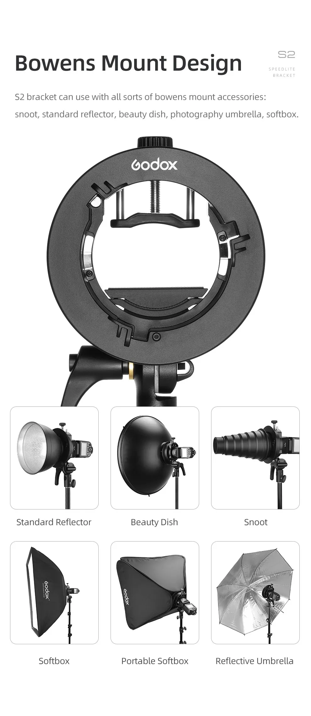 S2 S3 Bowens Mount Flash S-type Holder Bracket for V1 V860II AD200 AD400PRO Spe