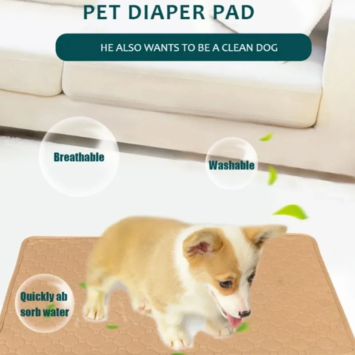 Winter Reusable Dog Pee Pad – Washable Waterproof Absorbent Training Mat for Dogs & Cats