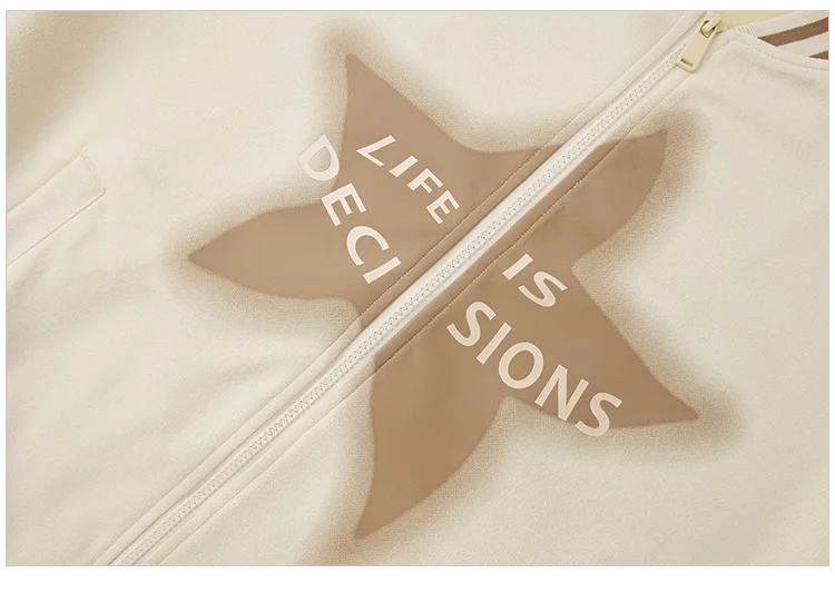 Coat Women Mid-Length Imitation Suede Loose Contrast Color Jacket Autumn Letter American Retro Star Baseball Coat